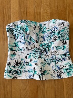 White House Black Market Floral Bustier Top Size 12 NWT